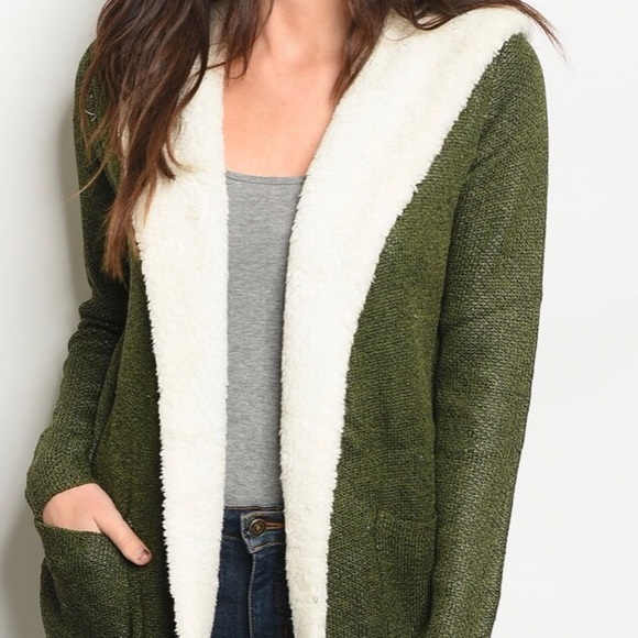 OLIVE SHERPA COAT - Picture 5 of 8